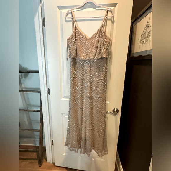 adrienne patel Dresses & Skirts - Adrienne Patel champagne colored dress- sequin. EUC